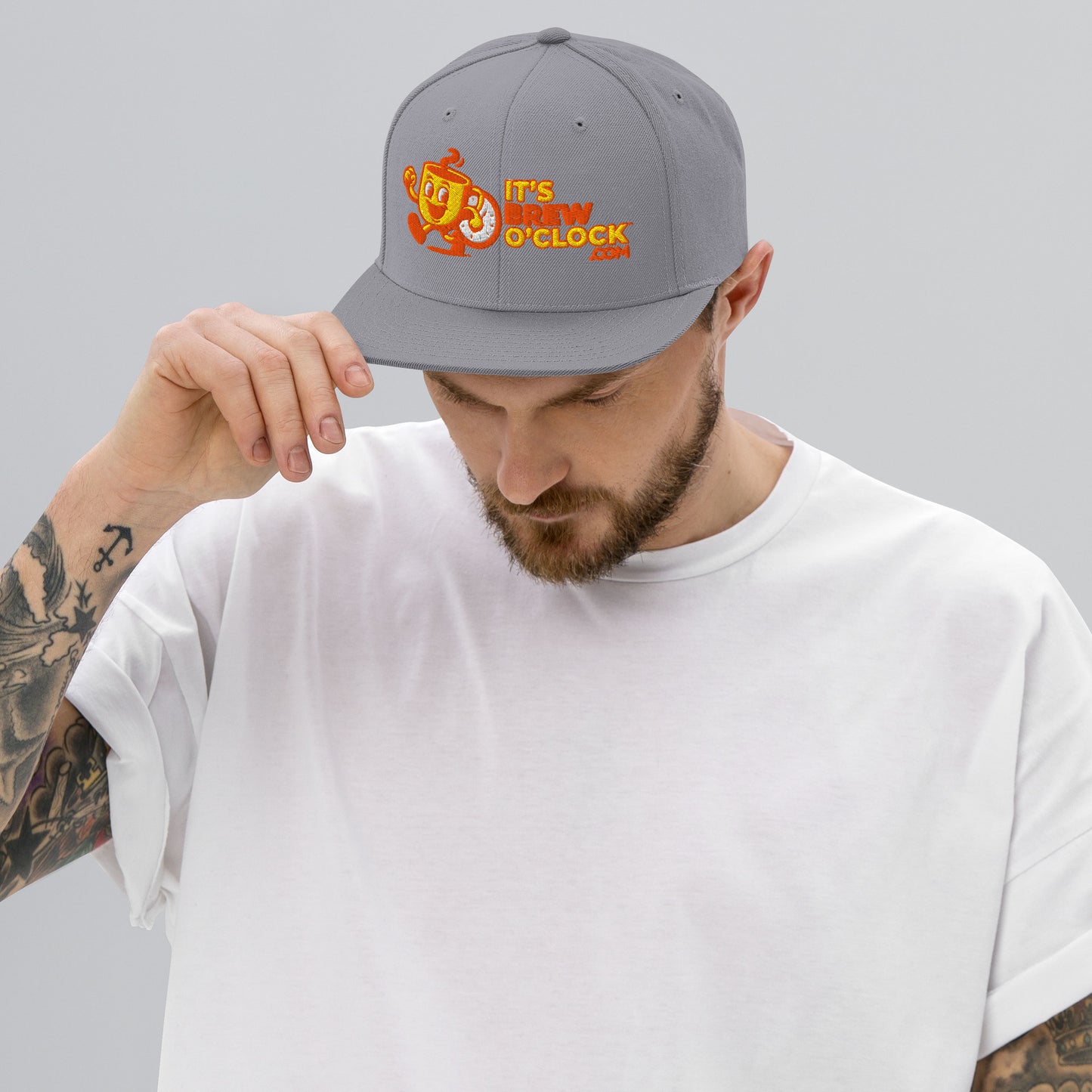 Classic Snap Back Hat - Flat Brim - Grey
