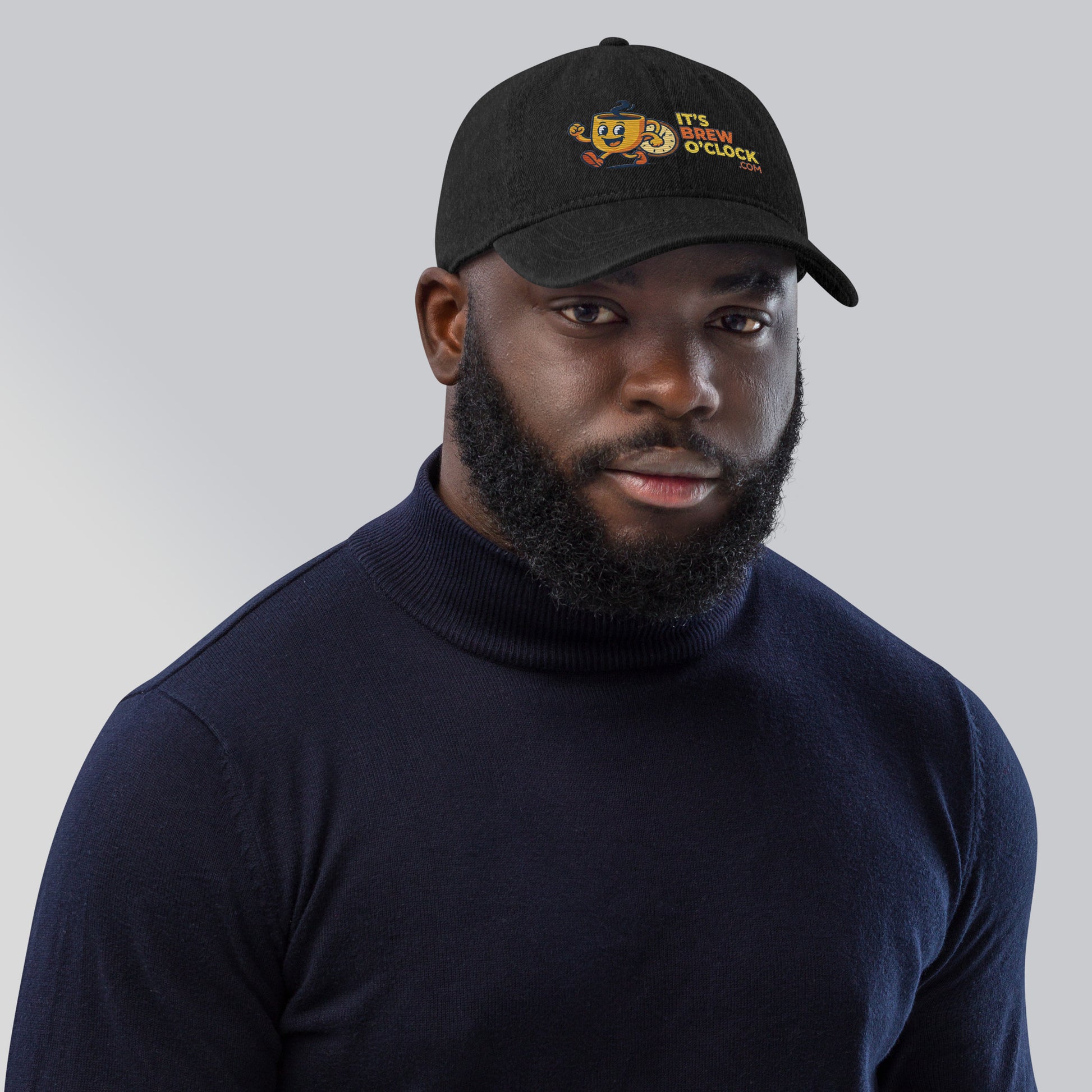 Denim Hat - Black Hat on Model