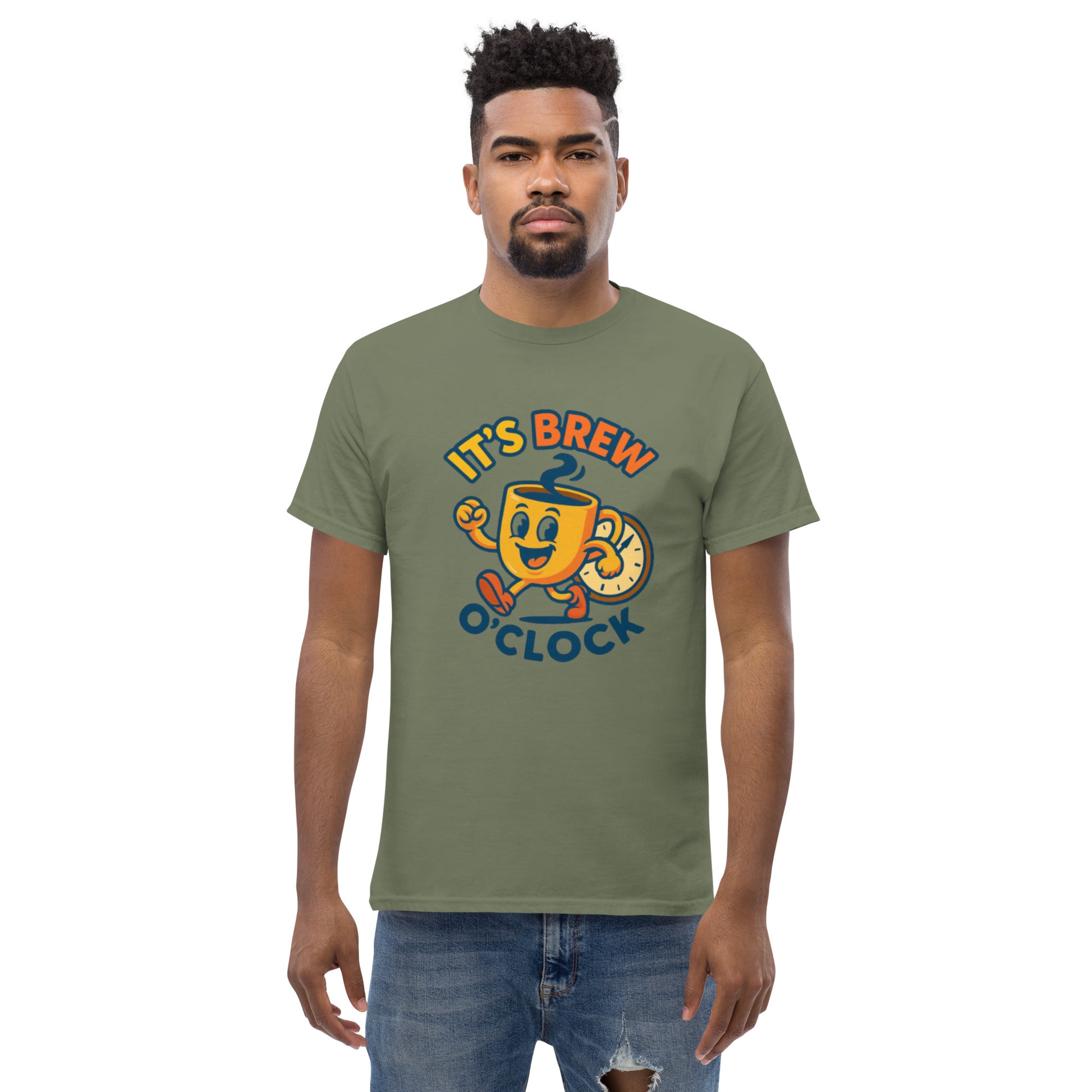 Unisex Classic Tee - 100% Cotton -Military Green - Front