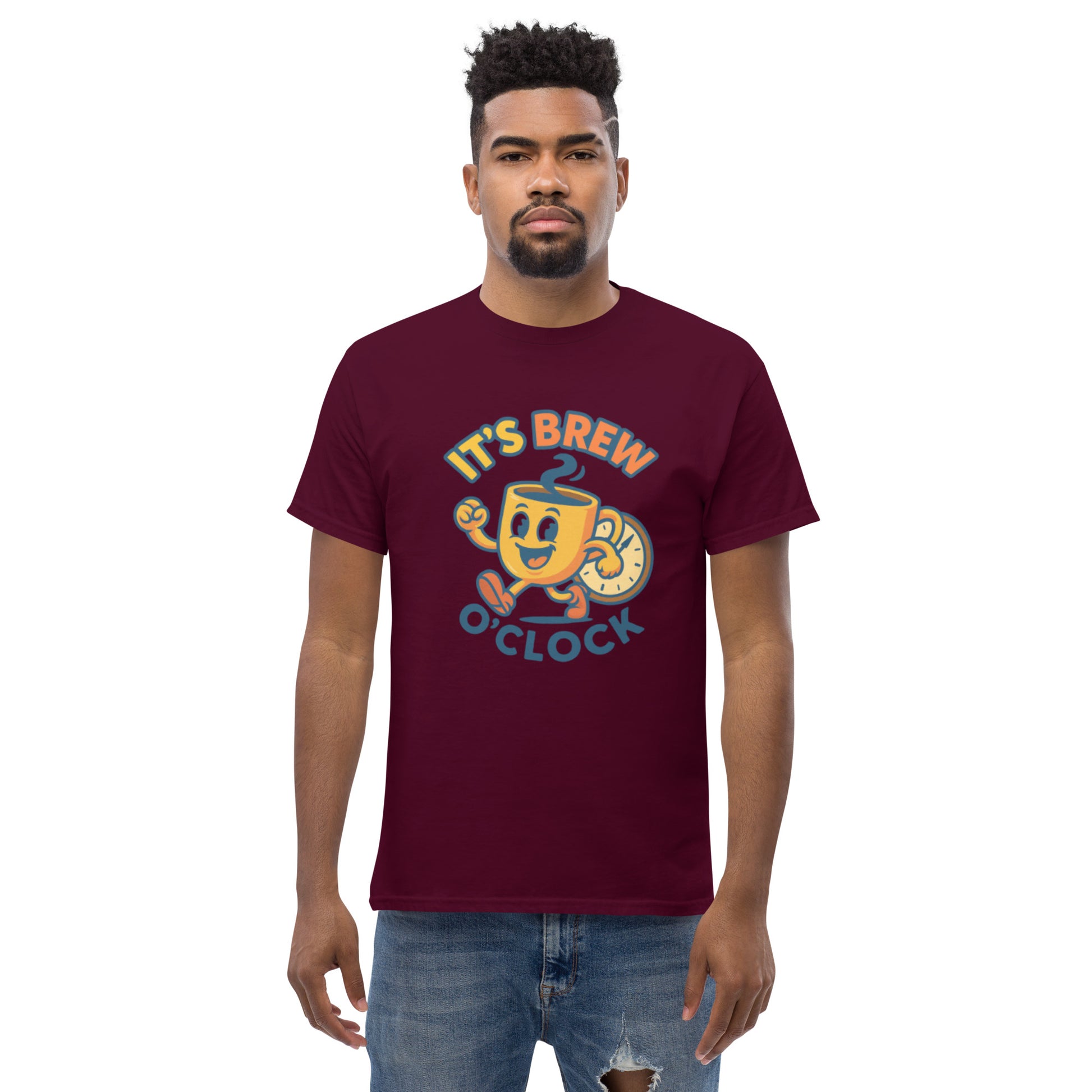 Unisex Classic Tee - 100% Cotton - Maroon - Front