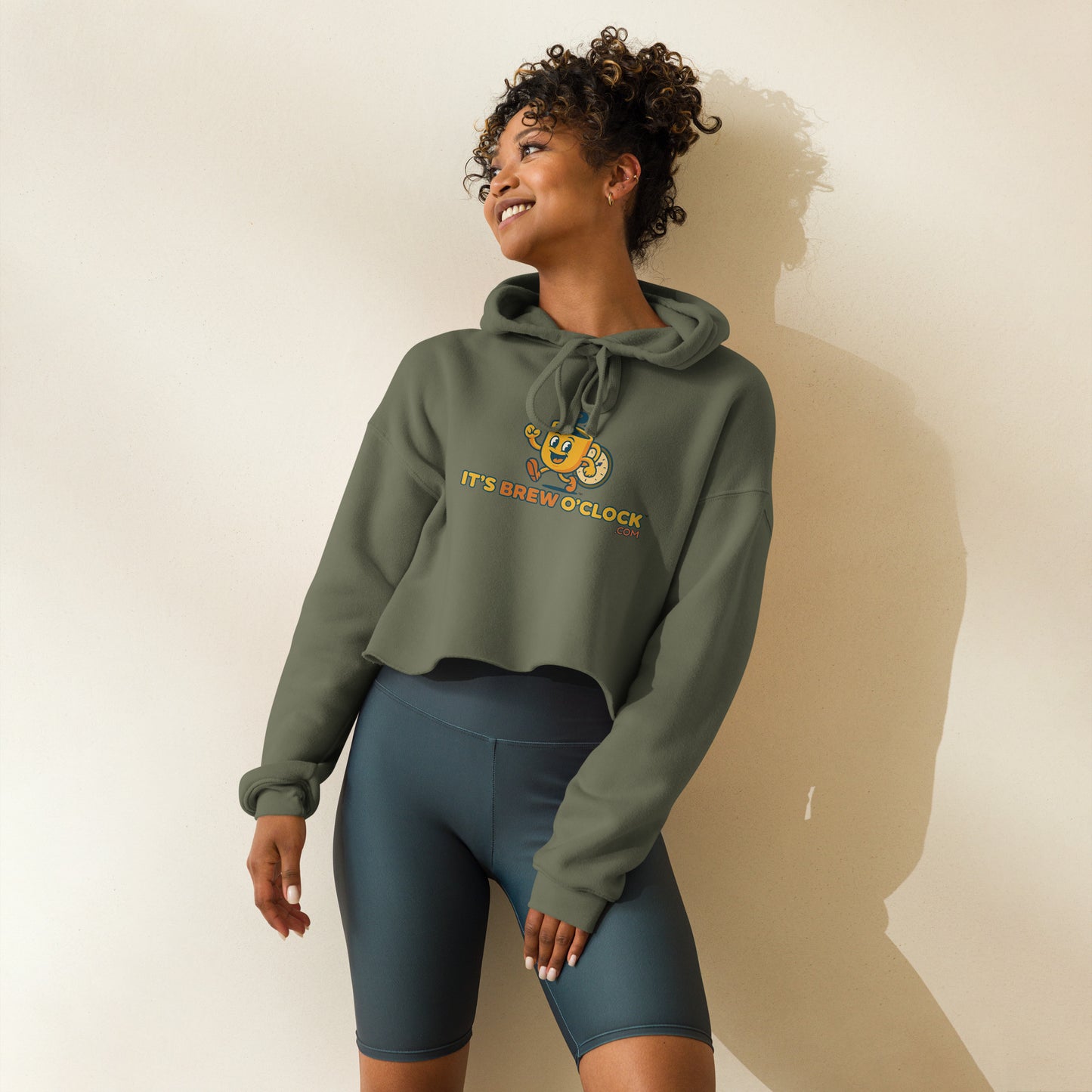 Women's Crop Hoodie - Green - Front
