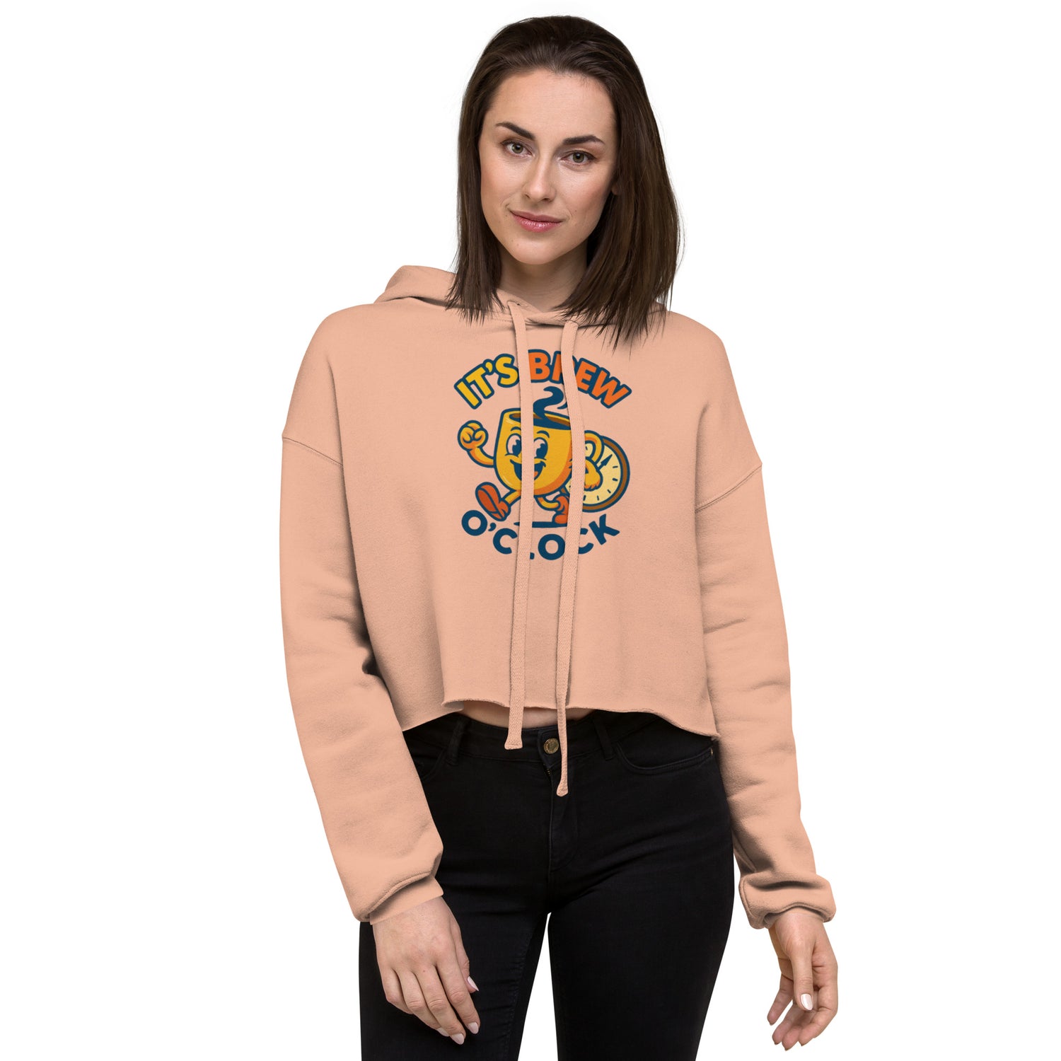 Women's Crop Hoodie - Peach - Front
