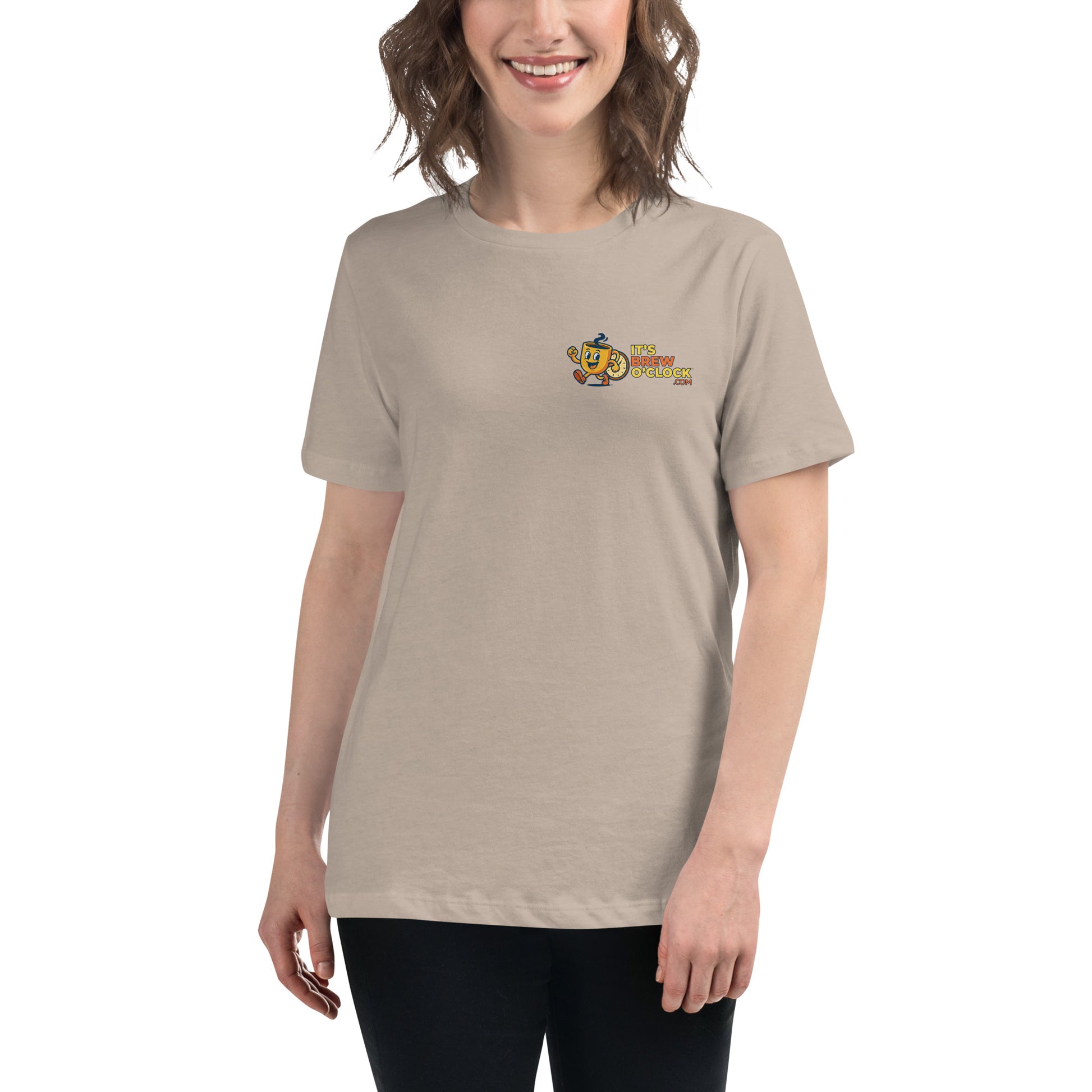 Women's Relaxed T-Shirt - Pre-Shrunk - Heather Stone - Front - Small Logo