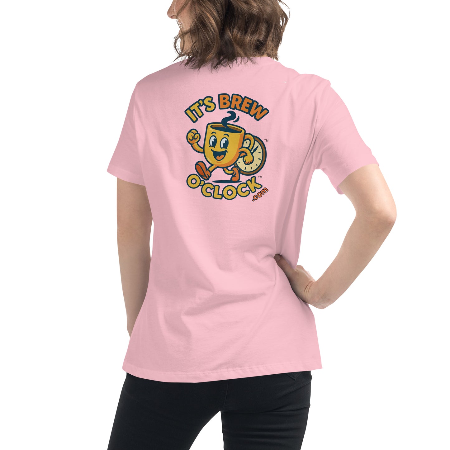 Women's Relaxed T-Shirt - Pre-Shrunk - Pink - Back with Logo