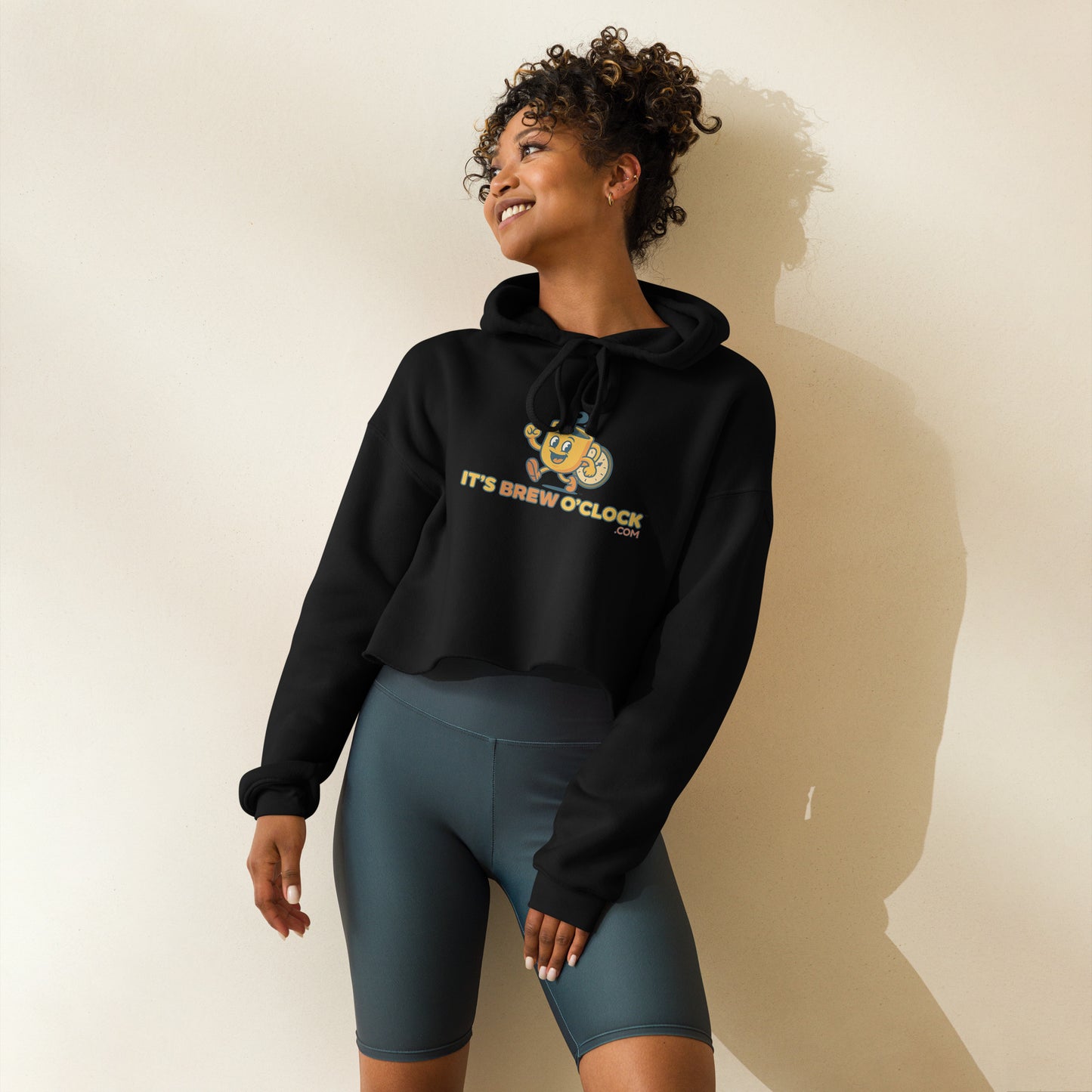 Women's Crop Hoodie - Black - Front